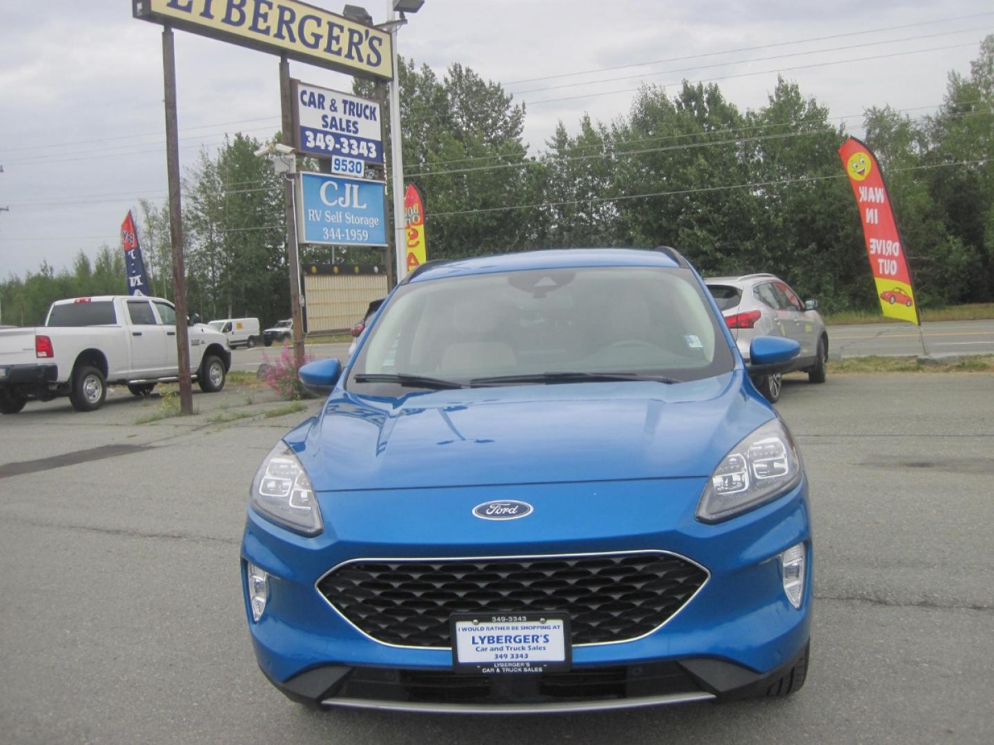 2020 blue /Tan Ford Escape Titanium 4WD (1FMCU9J90LU) with an 2.0L L4 DOHC 16V engine, 6A transmission, located at 9530 Old Seward Highway, Anchorage, AK, 99515, (907) 349-3343, 61.134140, -149.865570 - Photo#1