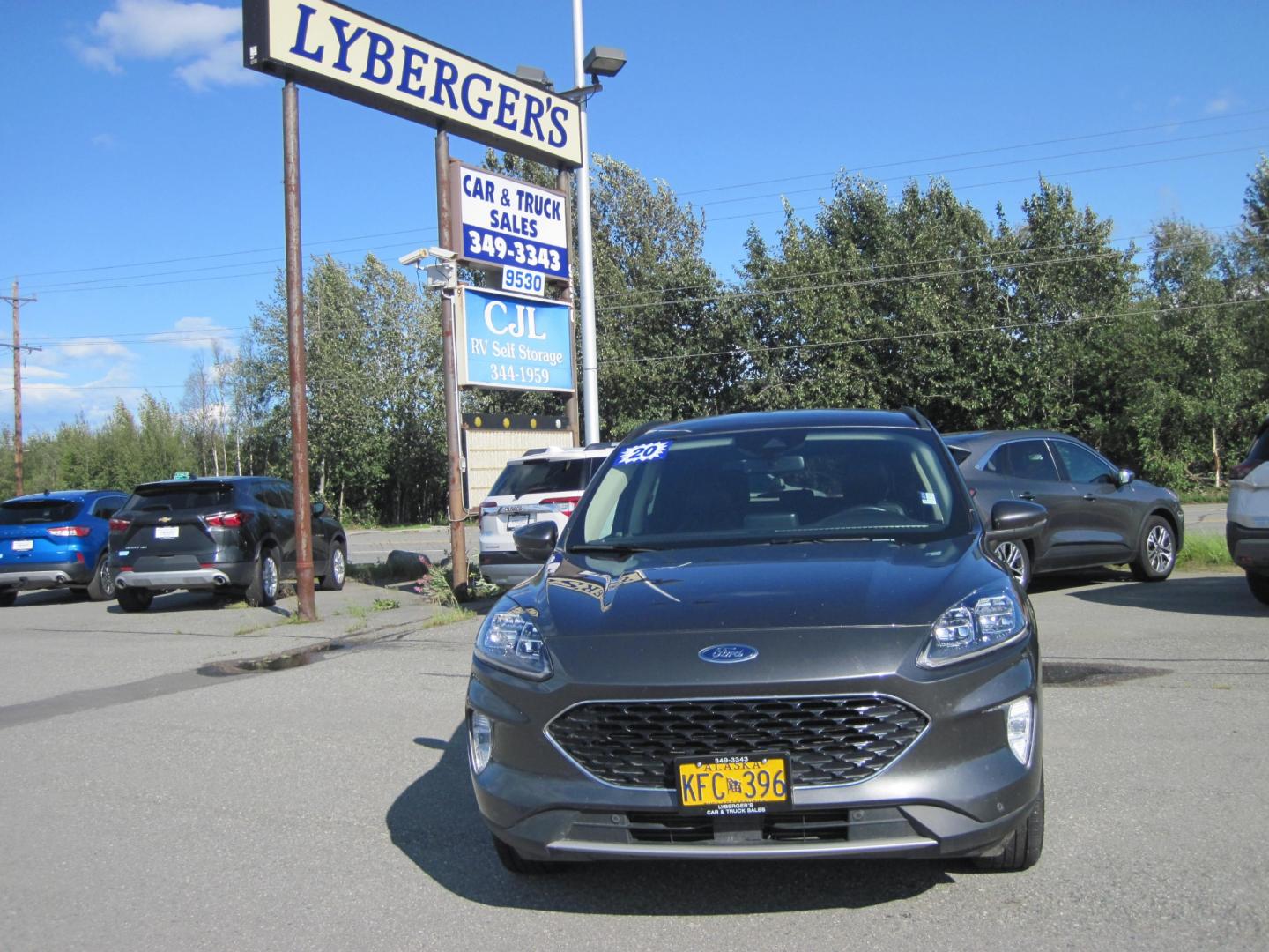 2020 gray /black Ford Escape Titanium 4WD (1FMCU9J98LU) with an 2.0L L4 DOHC 16V engine, 6A transmission, located at 9530 Old Seward Highway, Anchorage, AK, 99515, (907) 349-3343, 61.134140, -149.865570 - Photo#1